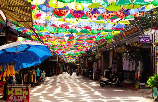 Umbrella road in Van Phuc Silk Village